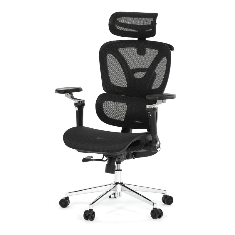 Ergonomická kancelárska stolička, čierna, so sieťovaným operadlom