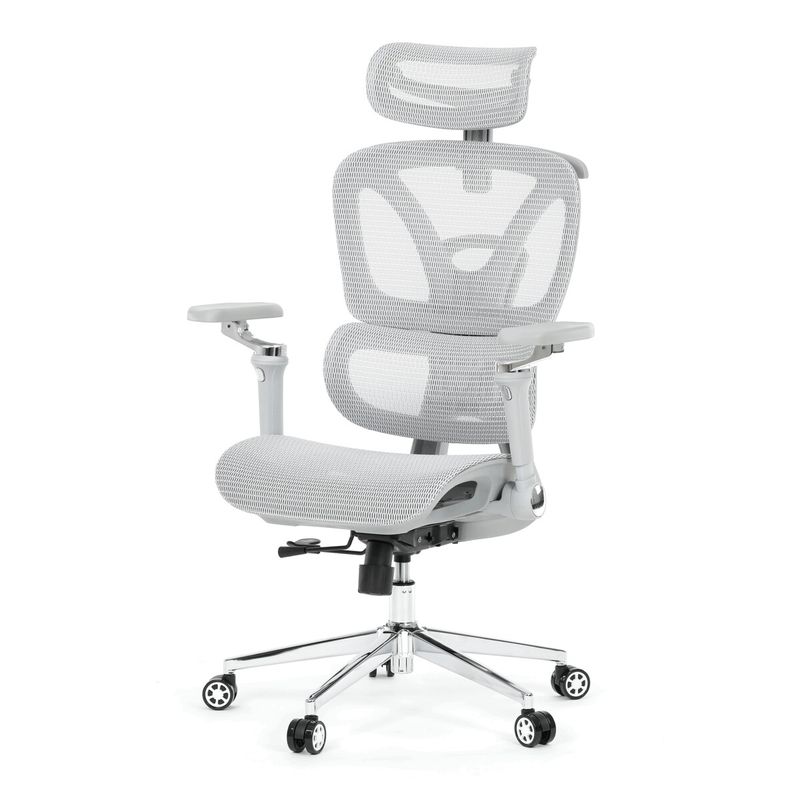 Ergonomická kancelárska stolička, sivá, so sieťovaným operadlom