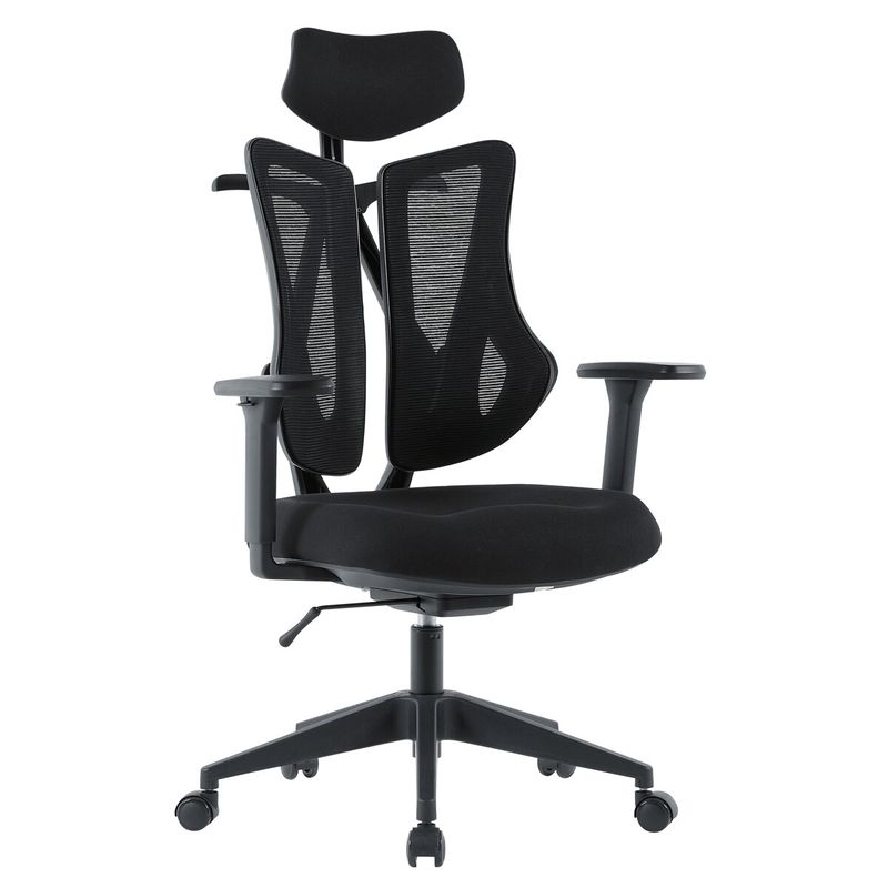 Ergonomická kancelárska stolička čierna, dvojdielne sieťované operadlo, 120kg