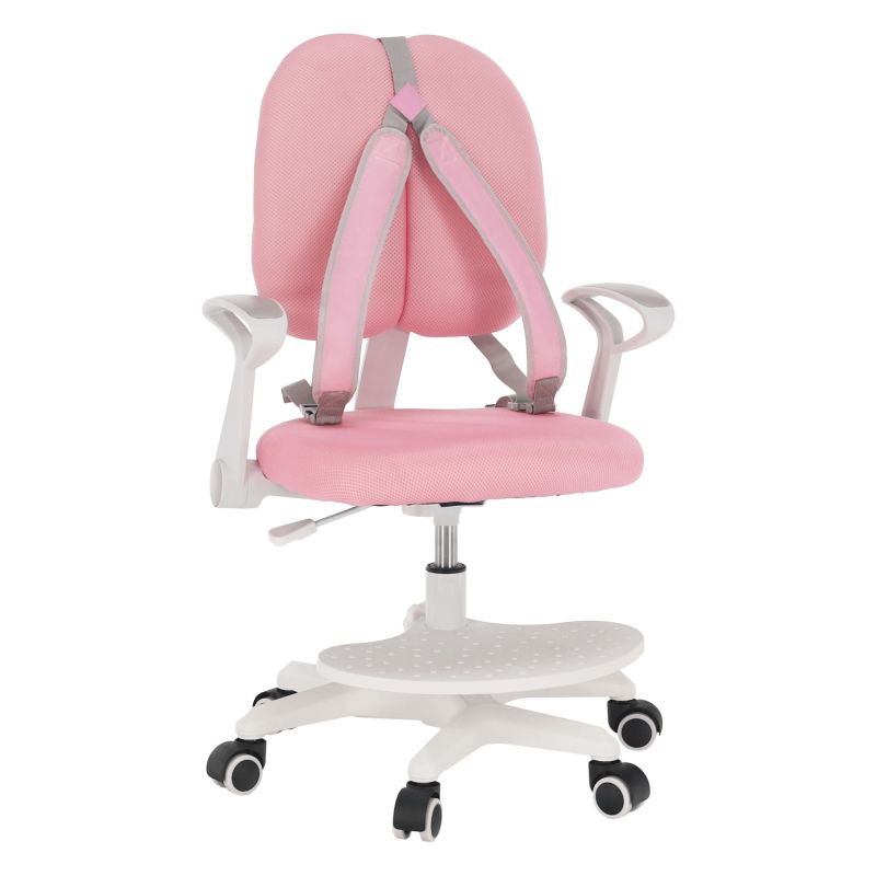 Ergonomická rastúca stolička s podnožou a trakmi, ružová