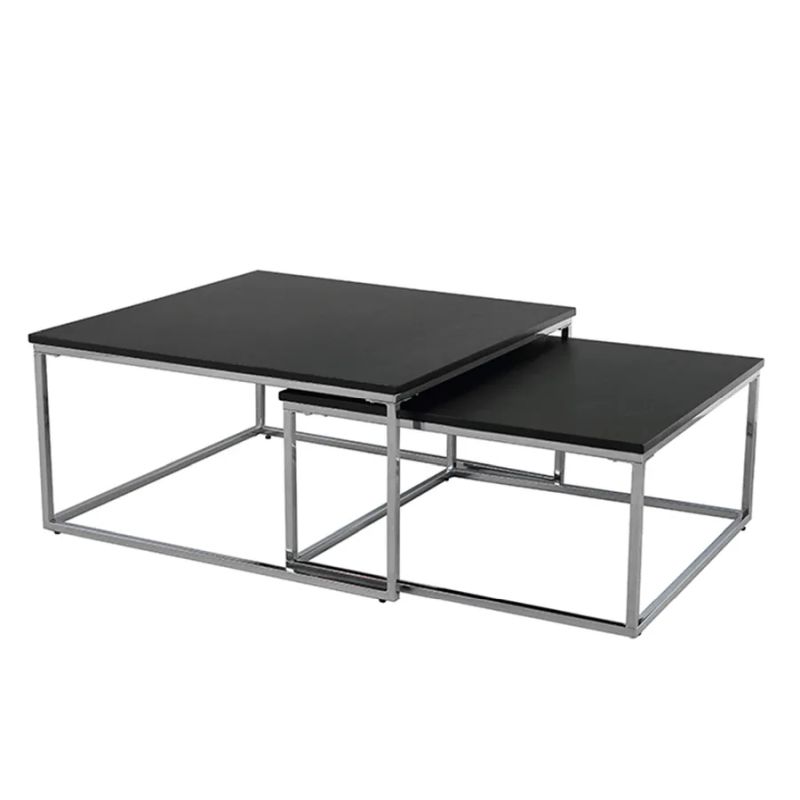 Set dvoch konferenčných stolíkov, čierna/chróm