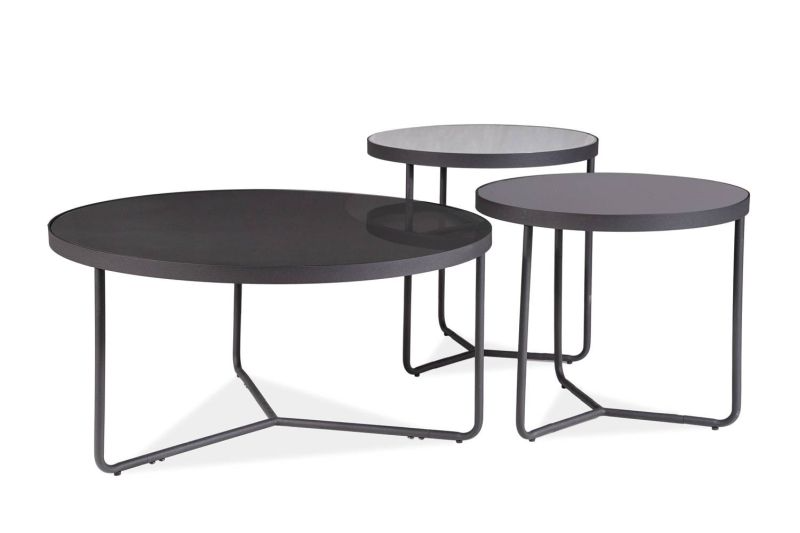 Set konferenčných stolíkov v minimalistickom štýle, svetlo sivá/sivá/čierna