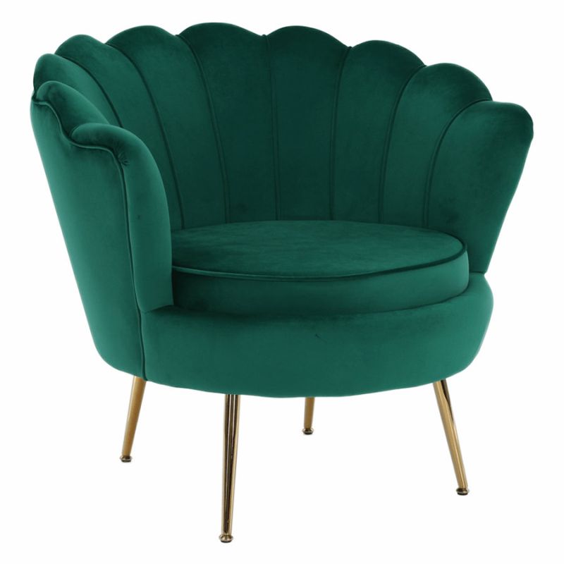 Kreslo v štýle Art-deco, smaragdová Velvet látka-gold chróm-zlatý