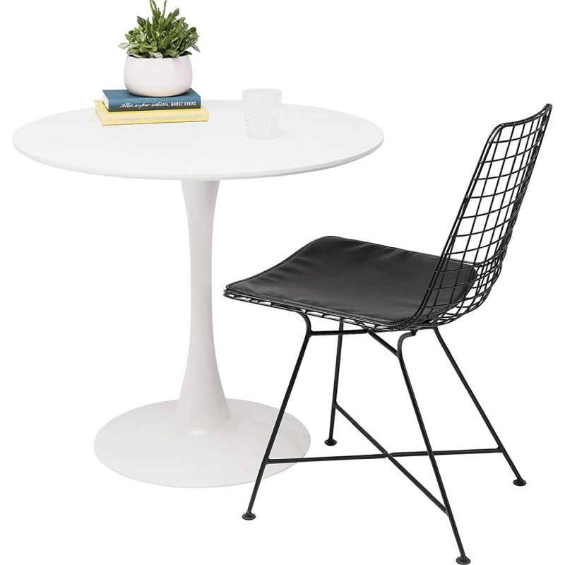 Jedálenský stôl s moderným dizajnom, biela matná, priemer 80 cm