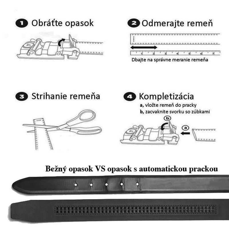 Opasok z pravej kože s automatickou prackou BLACK TRON - Tmavo hnedá