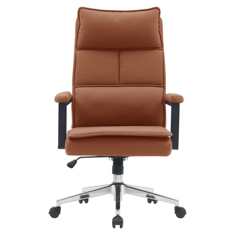 Elegantné kreslo do kancelárie, hnedá camel ekokoža, chróm