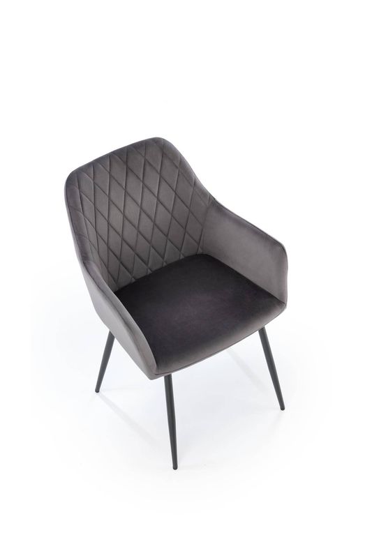 Jedálenská stolička 558, čierny kov – sivá látka Velvet