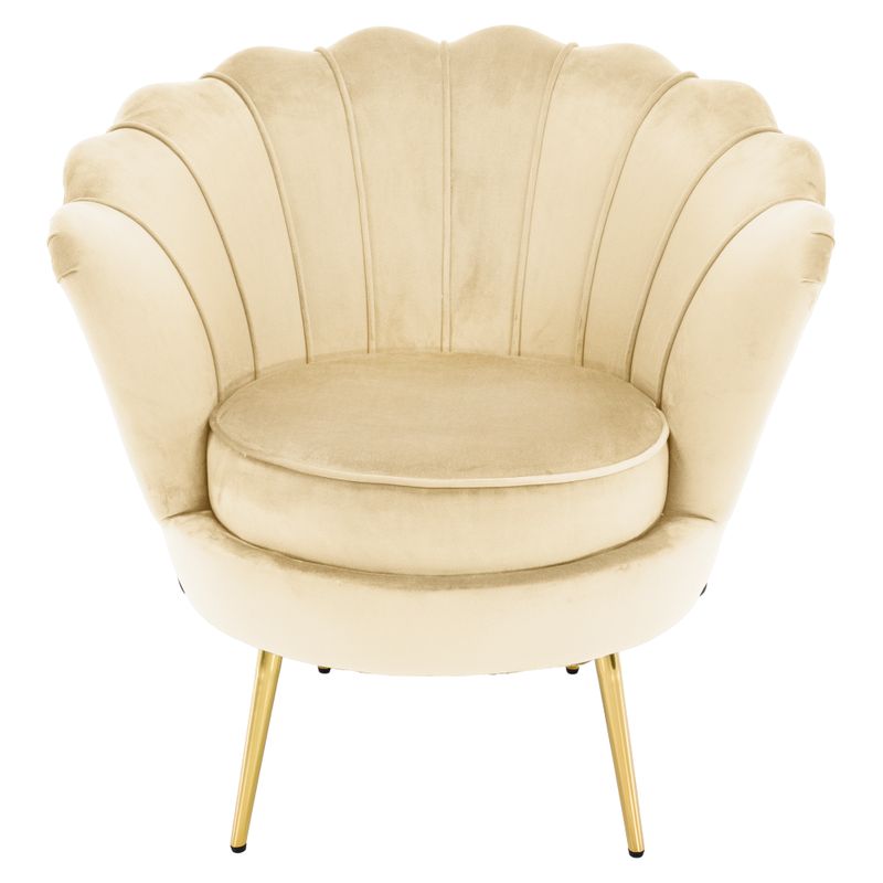 Kreslo v štýle Art-deco, béžová Velvet látka-gold chróm zlatý