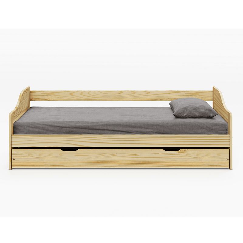 Posteľ s výsuvnou prístelkou z masívu, prírodná, 90 × 200 cm