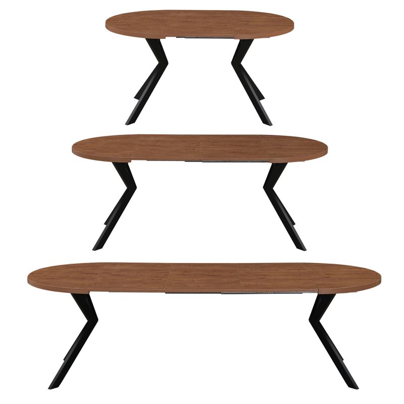 Okrúhly jedálenský rozkladací stôl, 100cm, dub tmavý, čierny