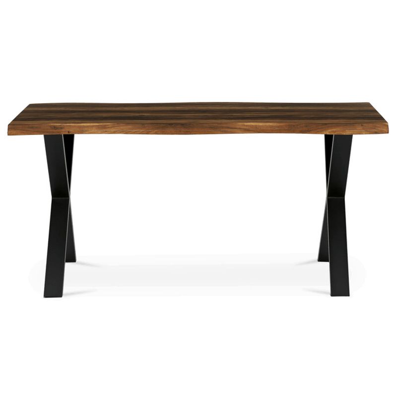 Jedálenský stôl 160x90, MDF old wood, nohy kov čierny v tvare X