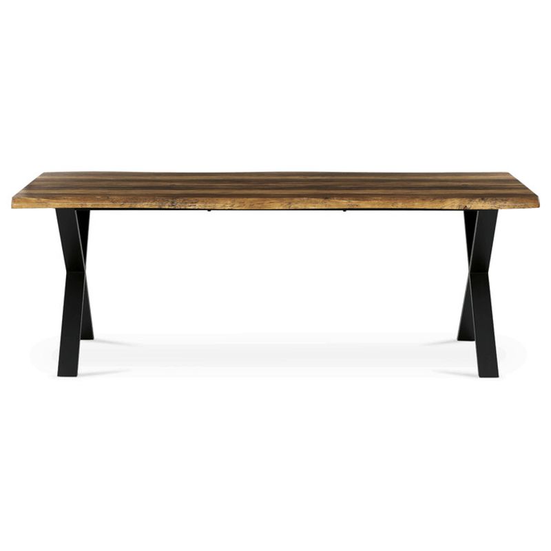 Jedálenský stôl 210x100, MDF old wood, nohy kov čierny v tvare X