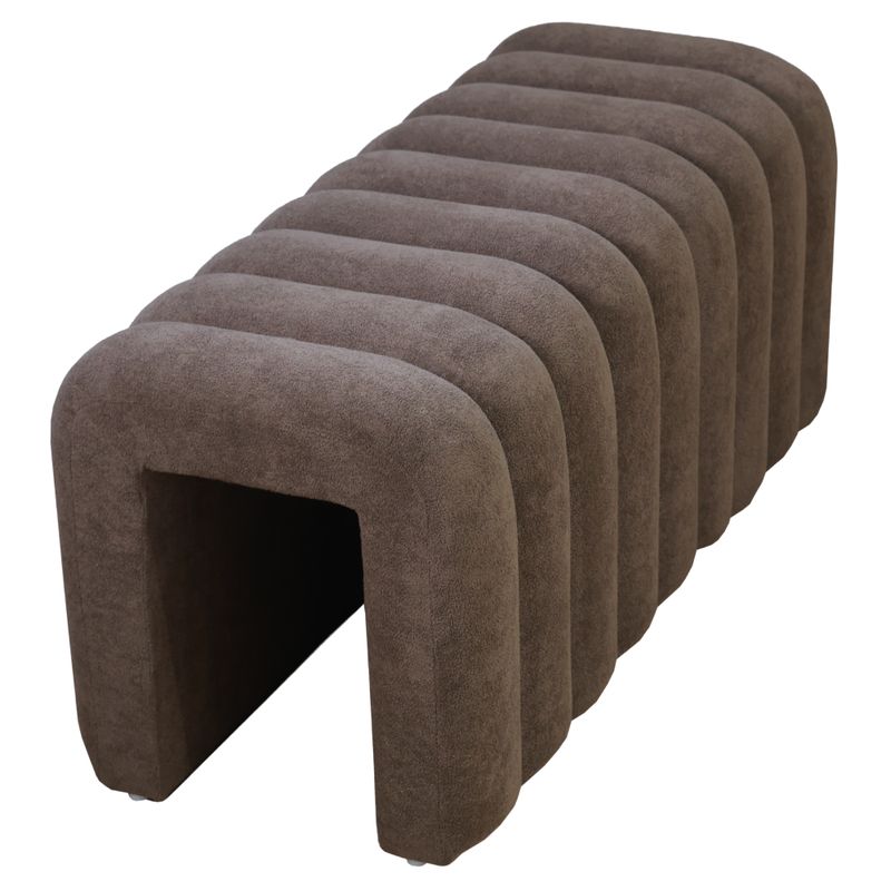 Moderná dizajnová lavica, 95 cm, hnedá látka