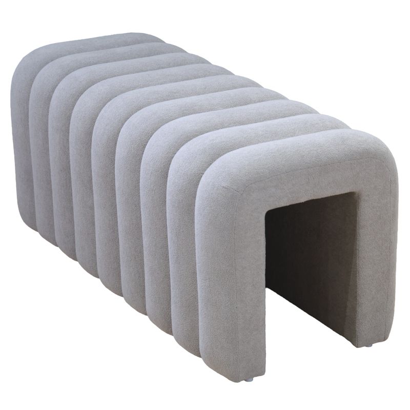 Moderná dizajnová lavica, 95 cm, sivá látka