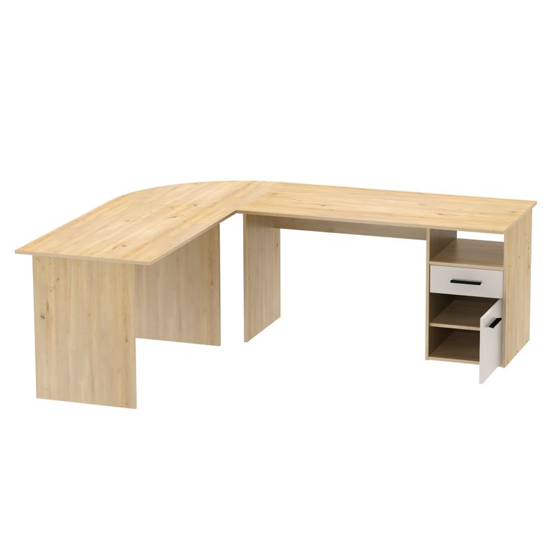Luxusný rohový PC stôl, dub artisan, kašmír