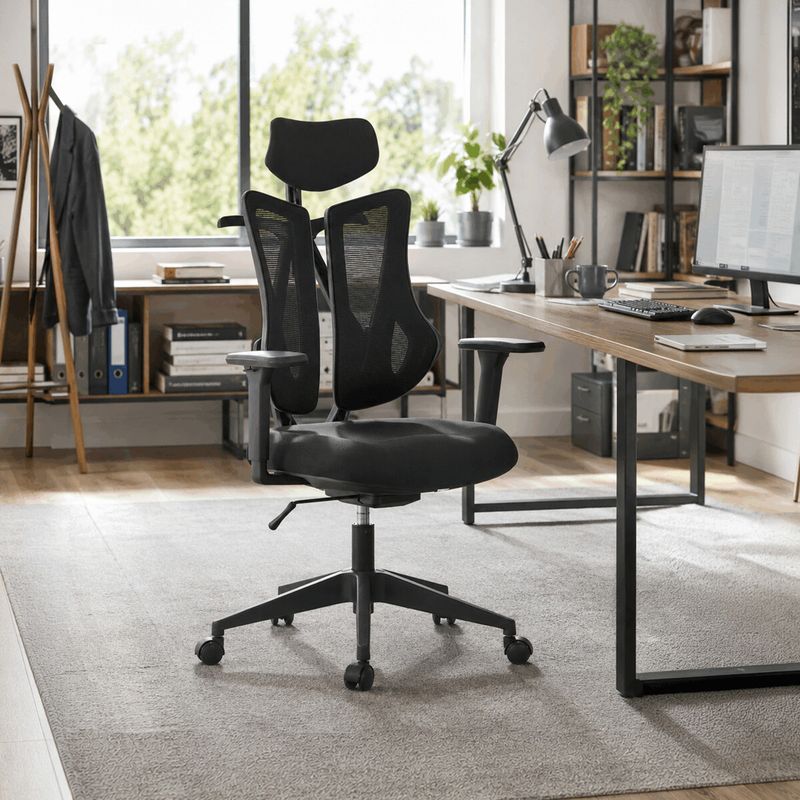 Ergonomická kancelárska stolička sivá, dvojdielne sieťované operadlo, 120kg