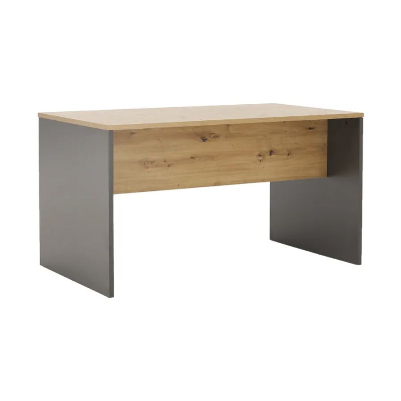 Moderný PC stôl z kvalitnej DTD, grafit/dub artisan, 140cm