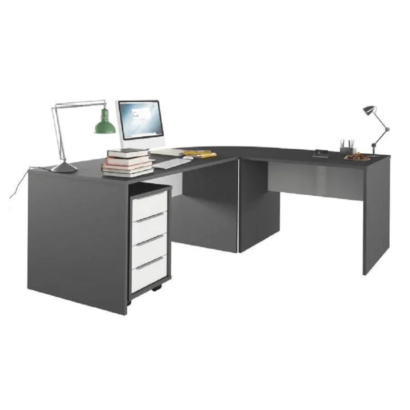 Moderný roh k PC stolu z kvalitnej DTD, grafit