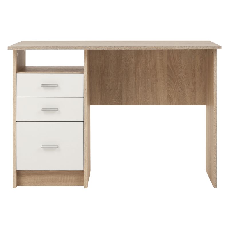 Jednoduchý PC stôl vyrobený z kvalitnej DTD, dub sonoma/biela