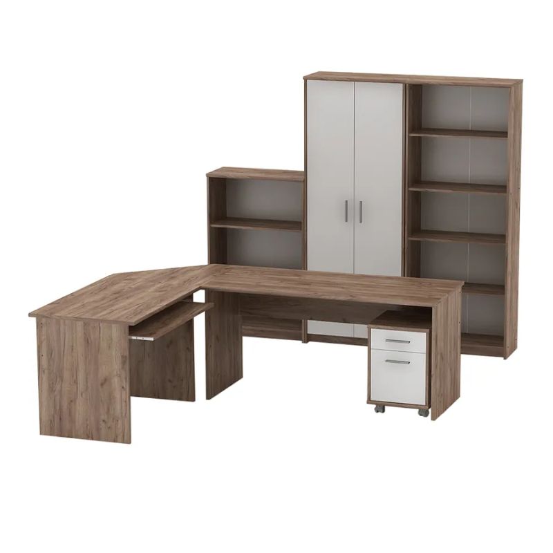 Rohový regál z kvalitnej DTD, kraft dunkel/biely