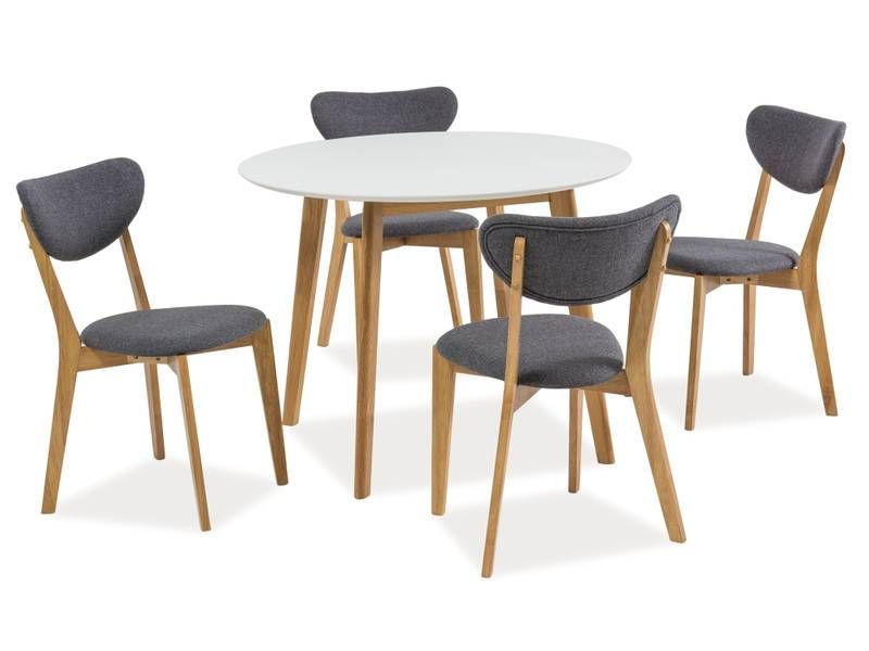 Moderný okrúhly jedálenský stôl z MDF dosky 100, biela/dub