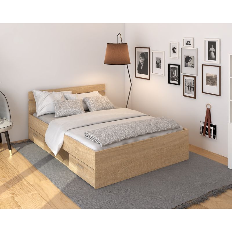 Elegantná posteľ s nádychom šarmu 140, dub sonoma