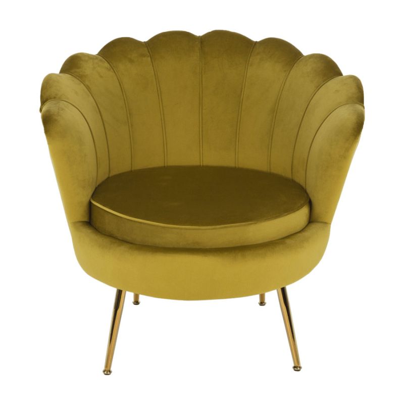 Kreslo v štýle Art-deco, horčicová Velvet látka-gold chróm-zlatý