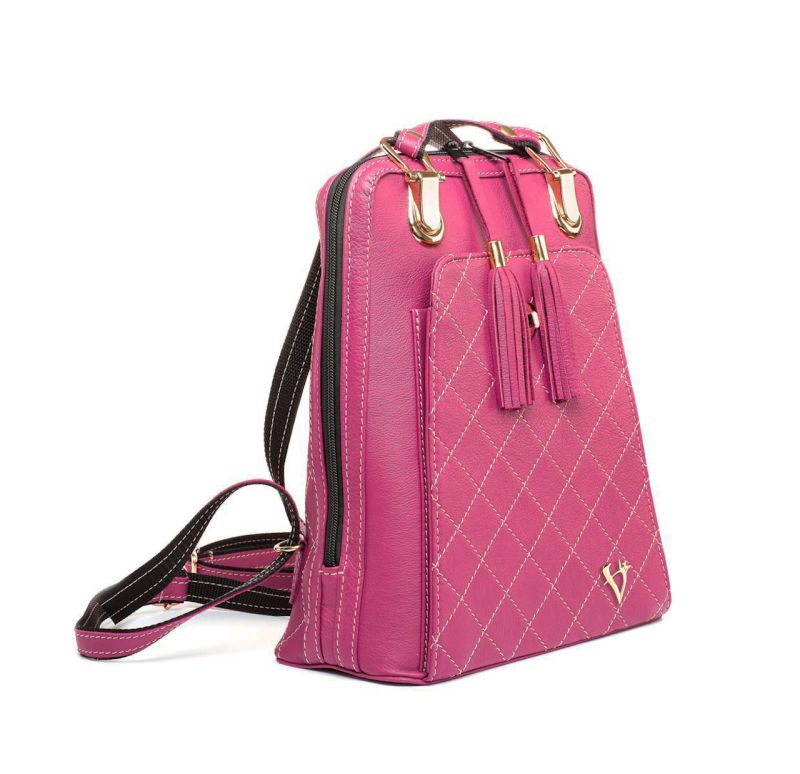 Luxusný kožený ruksak z pravej hovädzej kože 8668 vo farbe Fuchsia