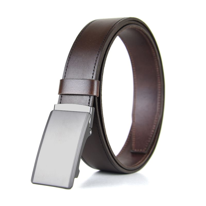 Kožený opasok s brzdou, šírka 3.5cm, CLEAR - Tmavo hnedá