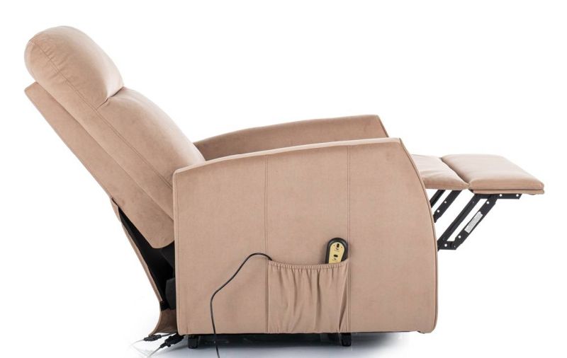 Elegantné polohovateľné kreslo, béžová bluvel 28, s elektrickým polohovaním
