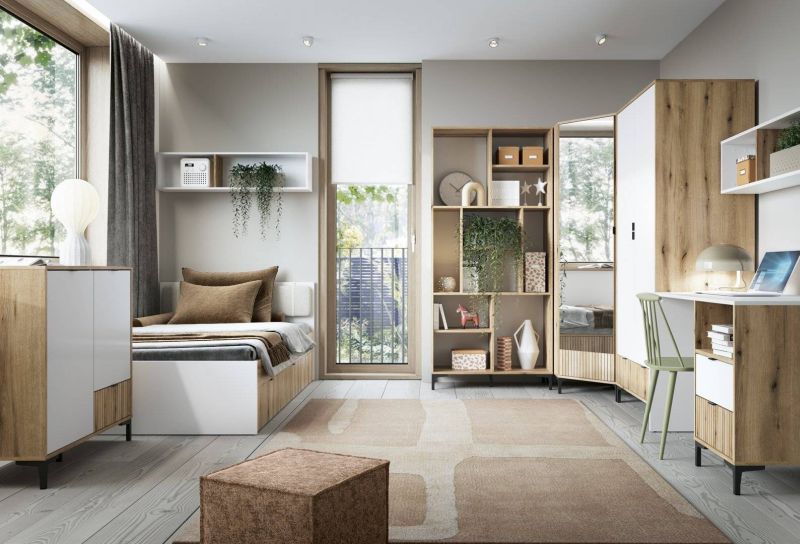 Konferenčný stolík v minimalistickom dizajne, dub coast evoke/biely alpská