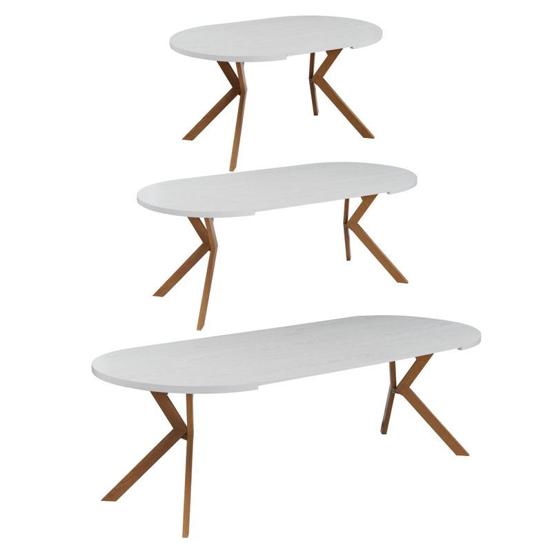 Okrúhly jedálenský rozkladací stôl, 100cm, biely, dub