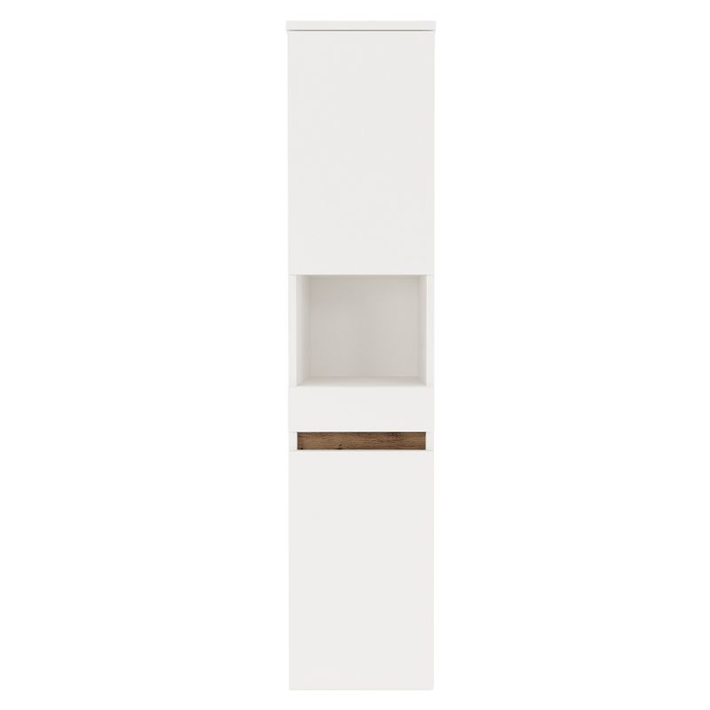 Vysoká skrinka do kúpelne, 30cm, biela, dub artisan