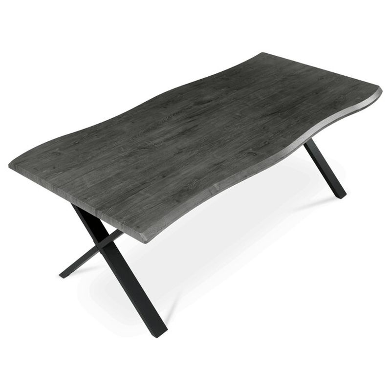 Jedálenský stôl 210x100, MDF sivý dub, nohy kov čierny v tvare X