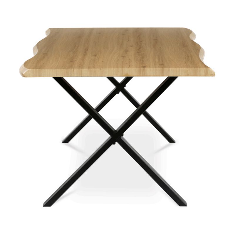 Jedálenský stôl 210x100, MDF divoký dub, nohy kov čierny v tvare X