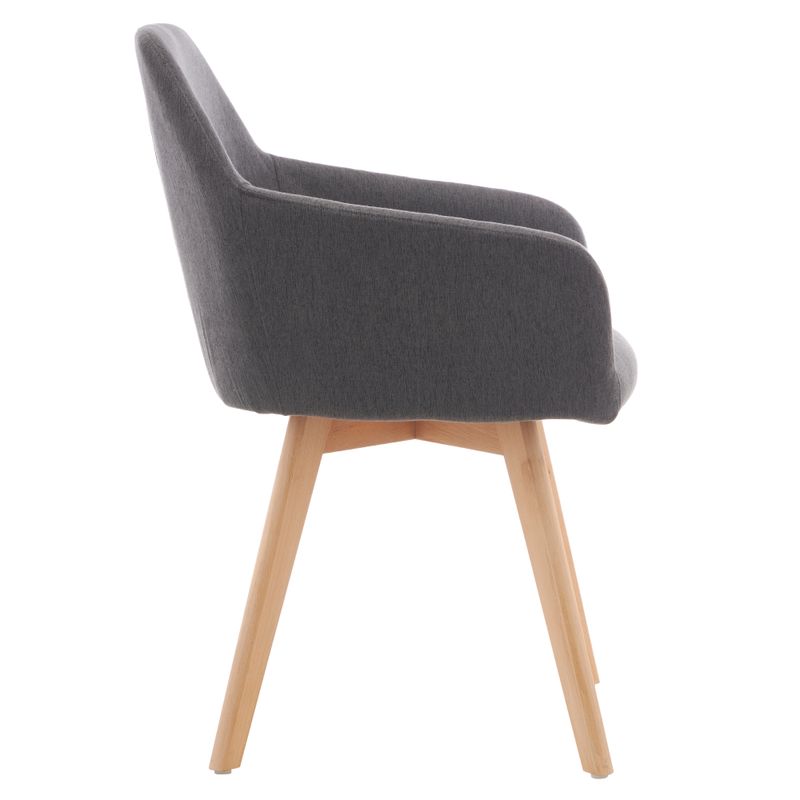 Dizajnové kreslo v tmavosivej látke, bukové nohy