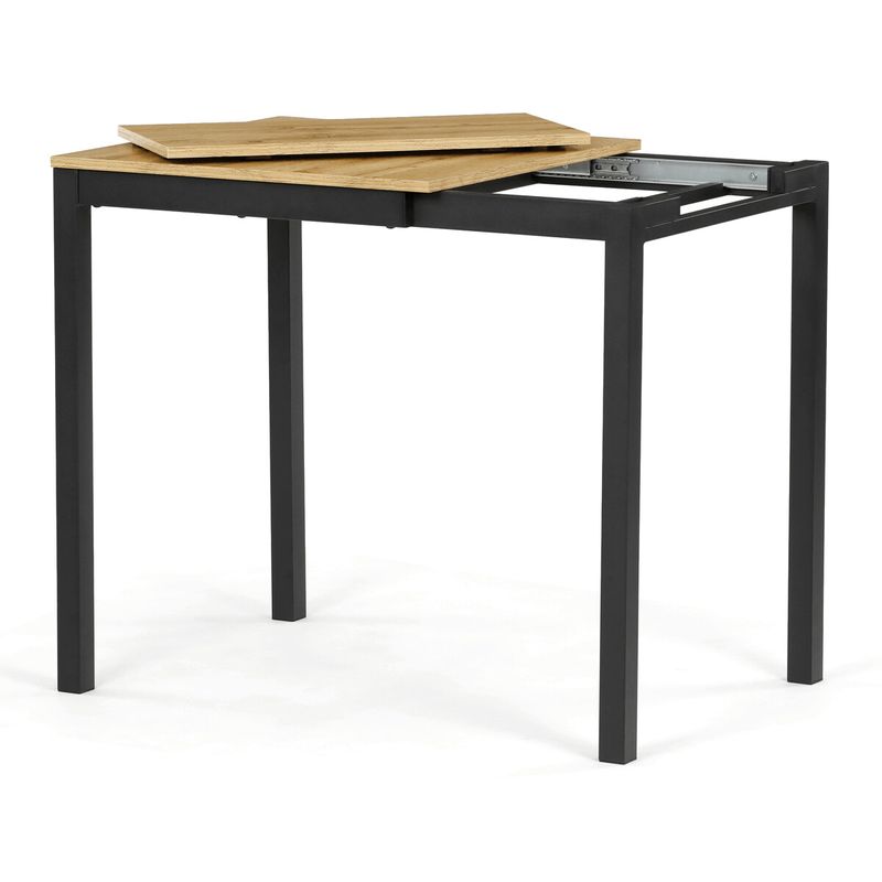 Rozkladací jedálenský stôl, dub, 60–90 cm, s kovovými nohami