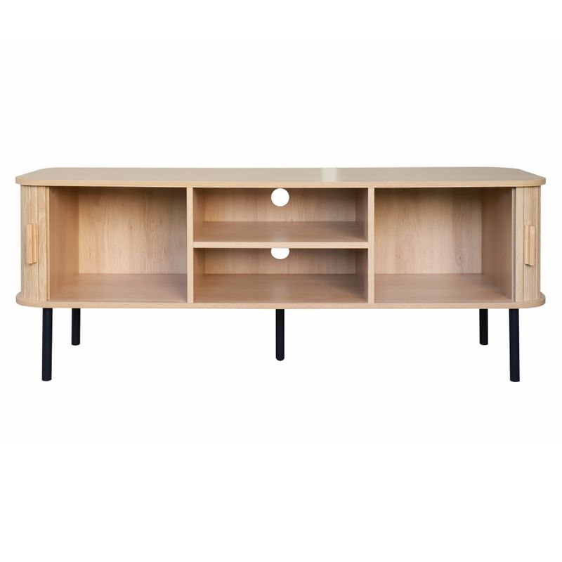 Moderný TV stolík, dub, 140cm, s posuvnými dvierkami