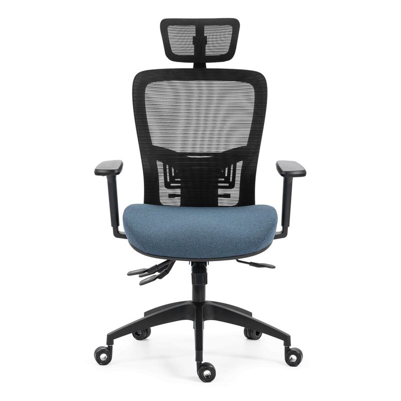 Ergonomická kancelárska stolička modrá, sieťované operadlo, 120 kg