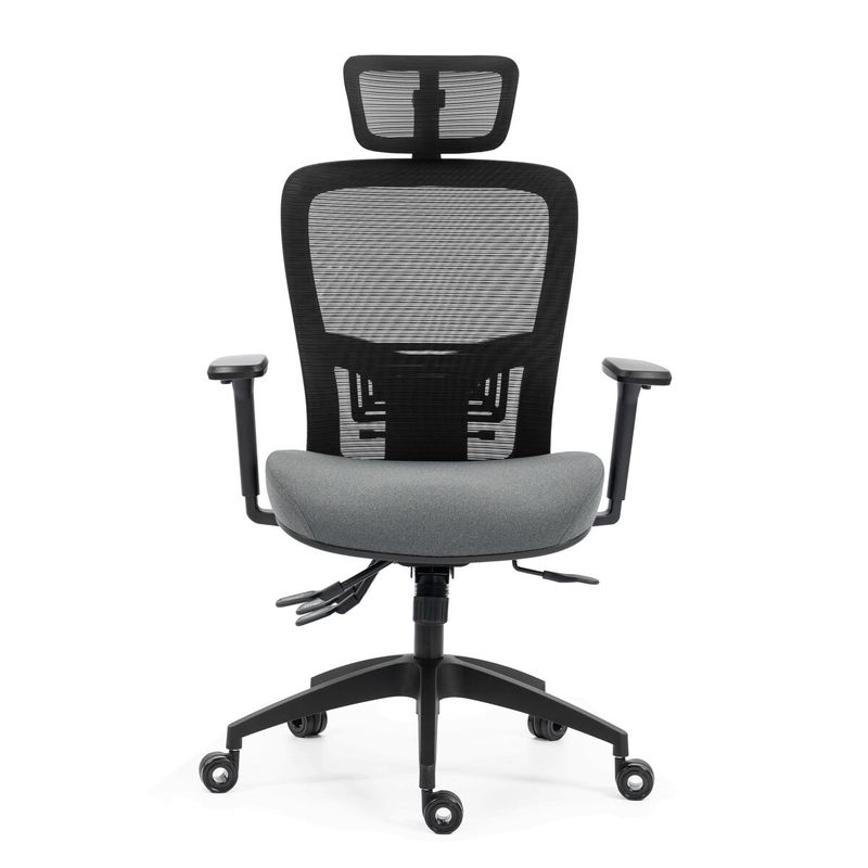 Ergonomická kancelárska stolička sivá, sieťované operadlo, 120 kg