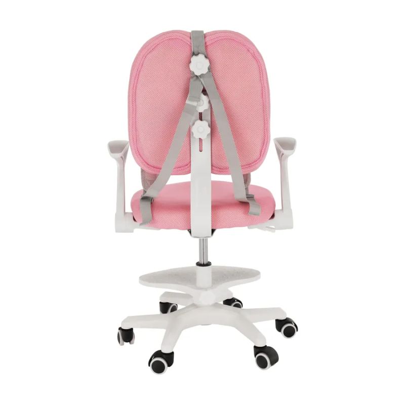 Ergonomická rastúca stolička s podnožou a trakmi, ružová