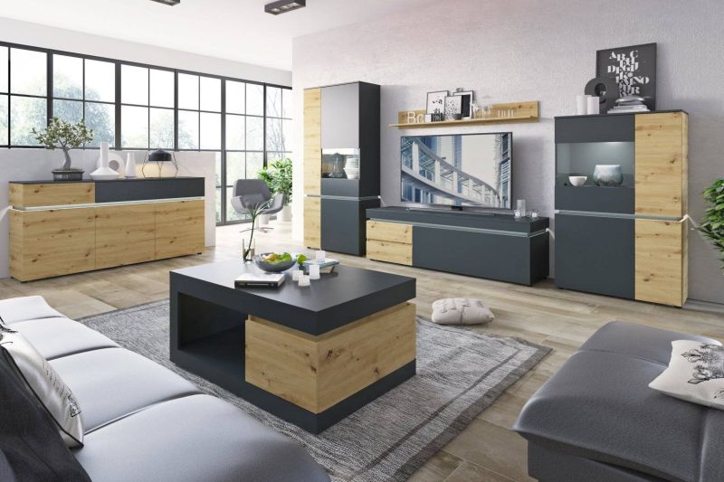 RTV komoda v modernom štýle 2S1D 180, dub artisan-cosmos grey
