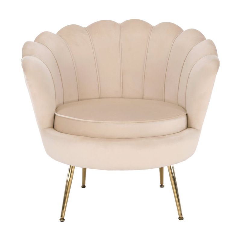 Kreslo v štýle Art-deco, béžová Velvet látka-gold chróm-zlatý