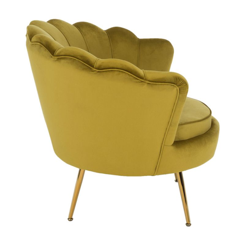 Kreslo v štýle Art-deco, horčicová Velvet látka-gold chróm-zlatý