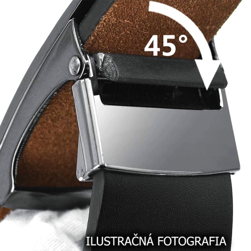 Kožený opasok s brzdou, šírka 3.5cm, CLEAR - Tmavo hnedá