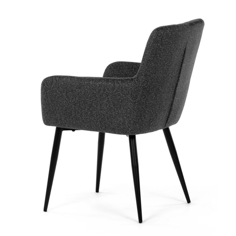 Elegantná tmavo sivá jedálenská stolička s podrúčkami