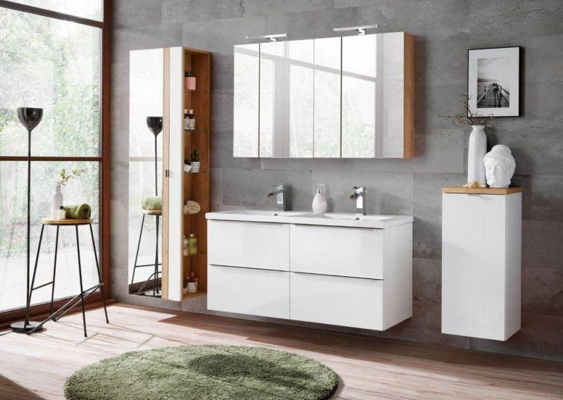 Kúpeľňová skrinka 830 dub craft/biela/biely lesk