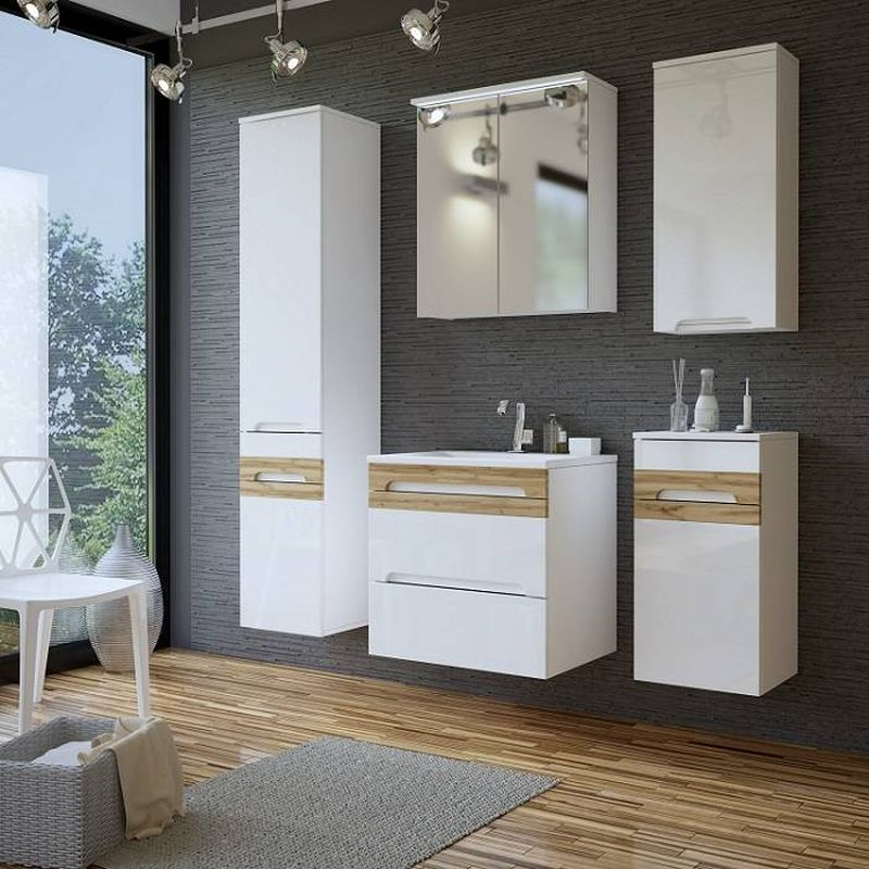 Kúpeľňová skrinka WHITE 802 biela/biely vysoký lesk