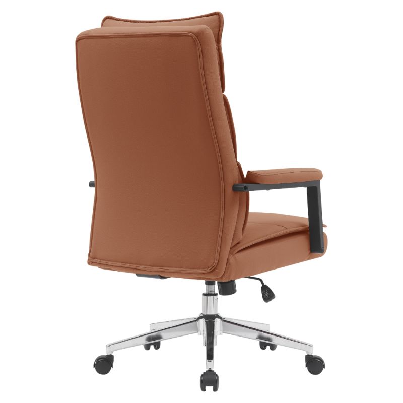 Elegantné kreslo do kancelárie, hnedá camel ekokoža, chróm