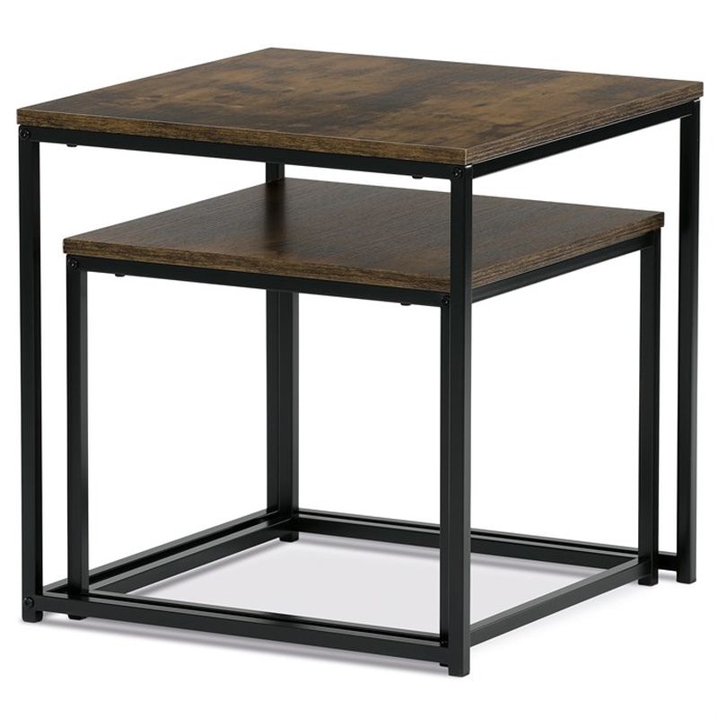 Set 2 ks odkladacích stolíkov, dekor staré drevo, čierny lak